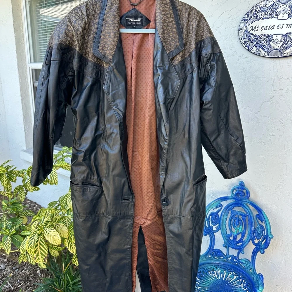 Genuine Leather Trench Coat - Picture 1 of 5